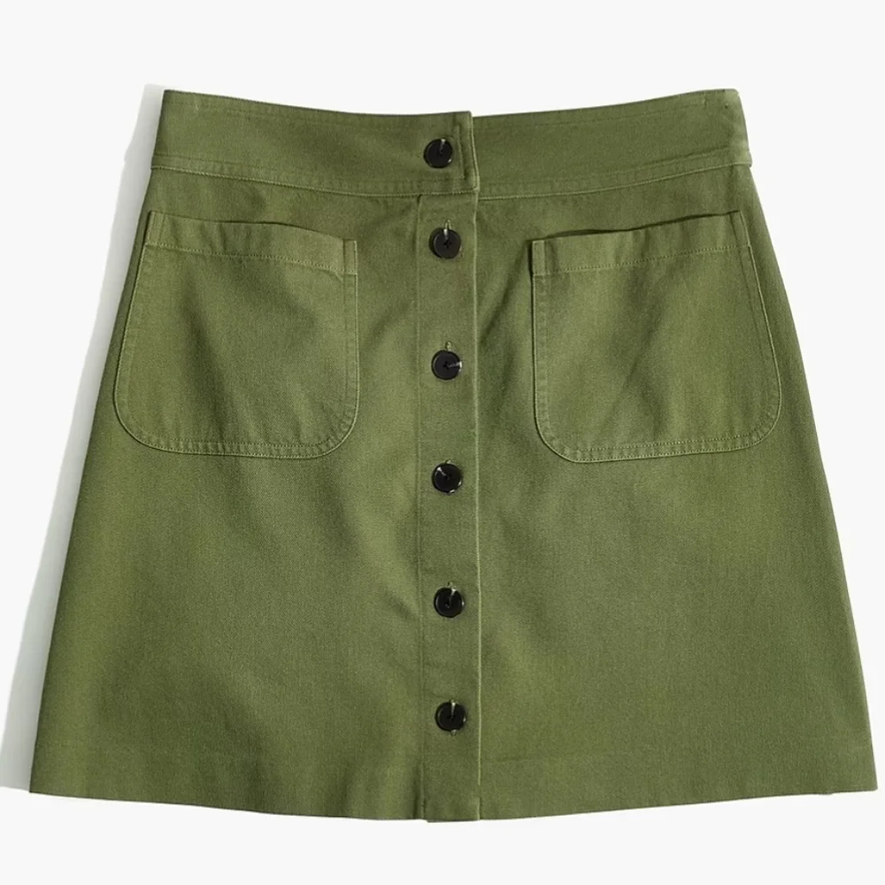 Madewell Station Olive Green Front Button Mini Skirt Size 14 - Picture 2 of 10